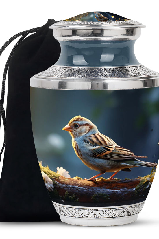 Rustic Sparrow Bird Funeral Urn For Ashes – Memorial Cremation Urn