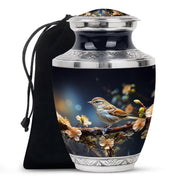 Scenic Sparrow Bird Memorial Urn - Decorative Cremation Urn For Ashes