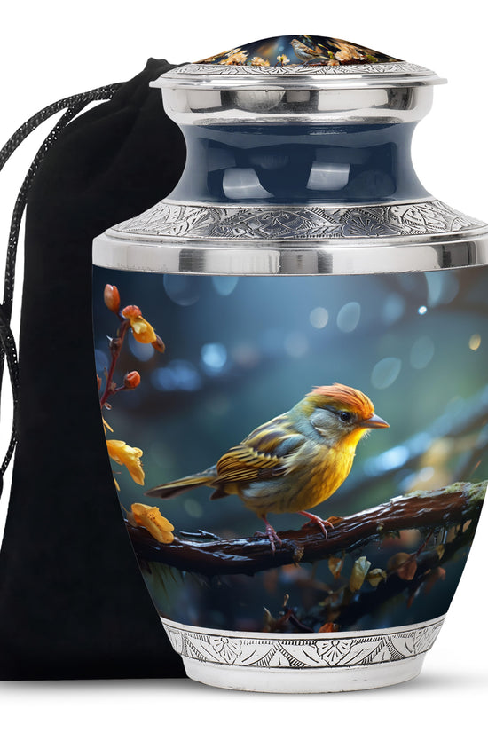 Elegant Sparrow Bird Memorial Urn - Aluminium Ashes Urn For Adults Ashes