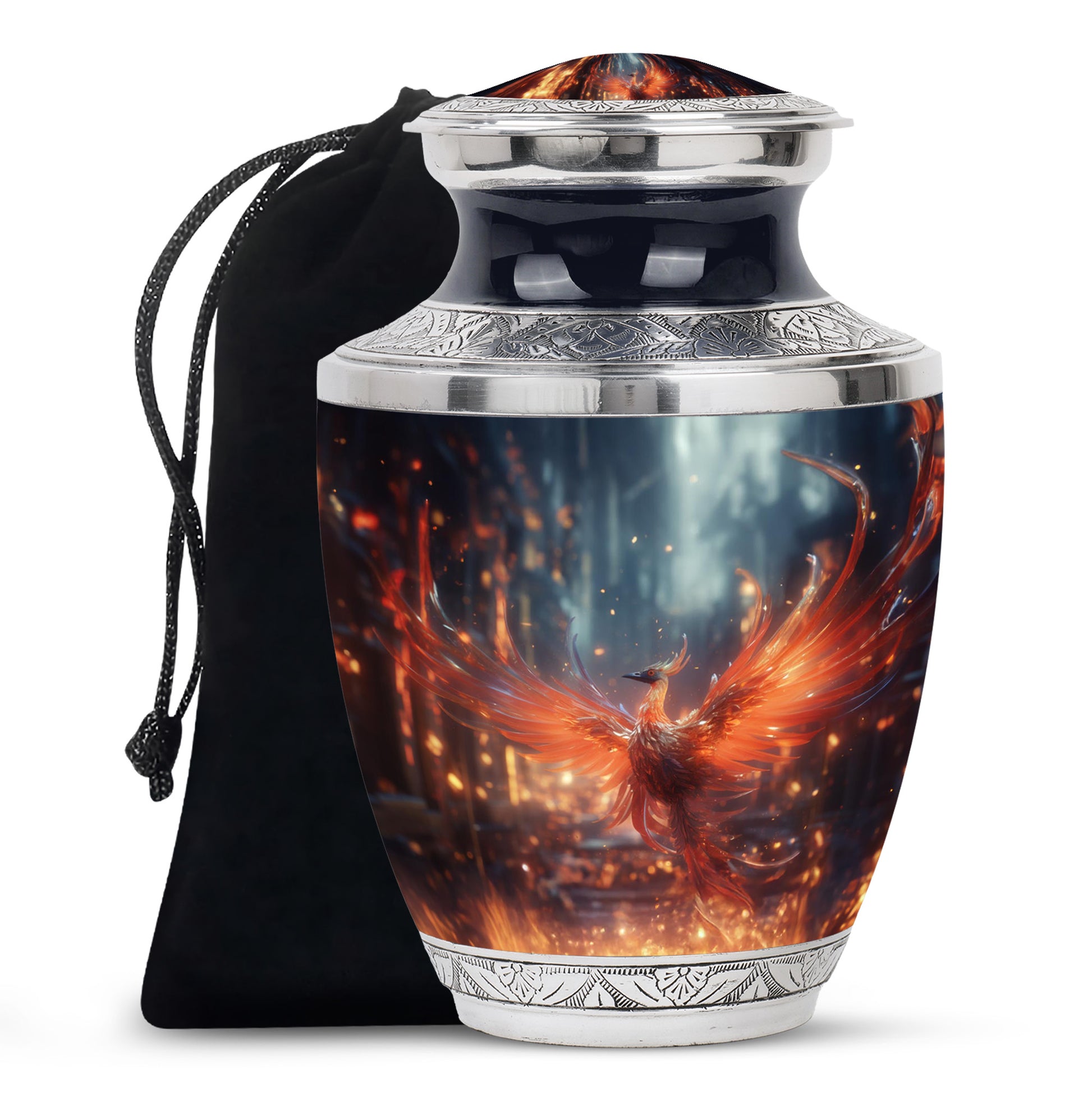 Phoenix Theme Cremation Urn - Large Urns For Human Ashes