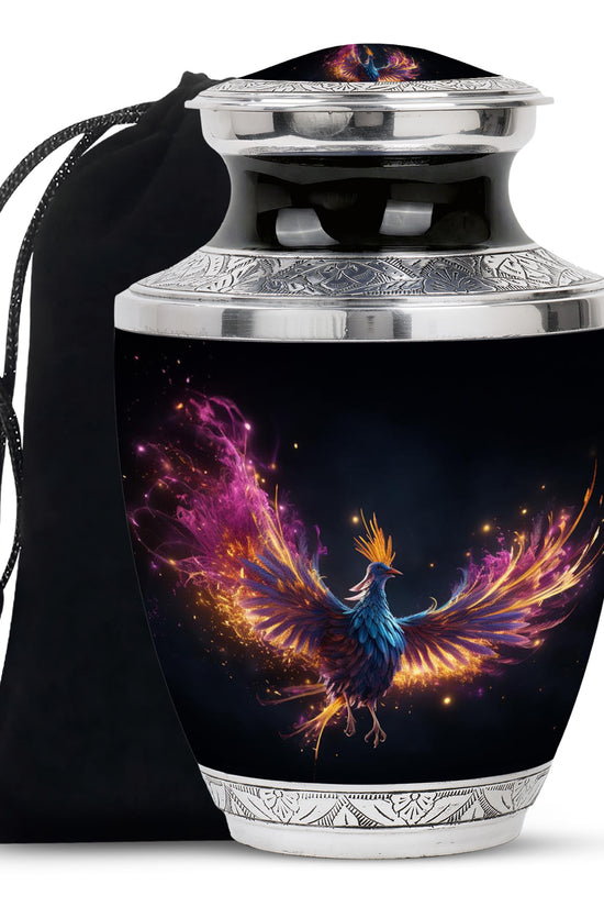 Colourful Phoenix Cremation Urn - Large Aluminum Urn For Ashes