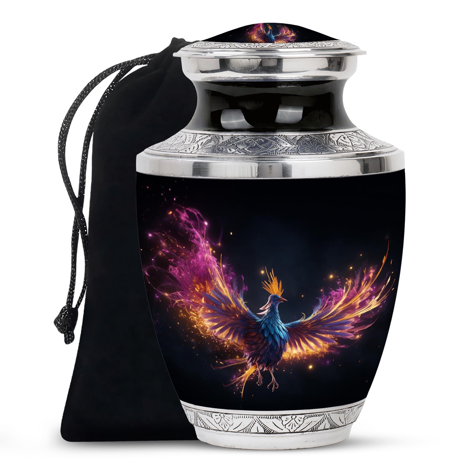 Colourful Phoenix Cremation Urn - Large Aluminum Urn For Ashes