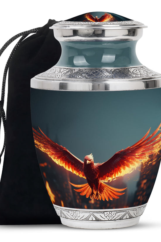 Burning Phoenix Memorial Urn - Unique Fantasy Urn For Male