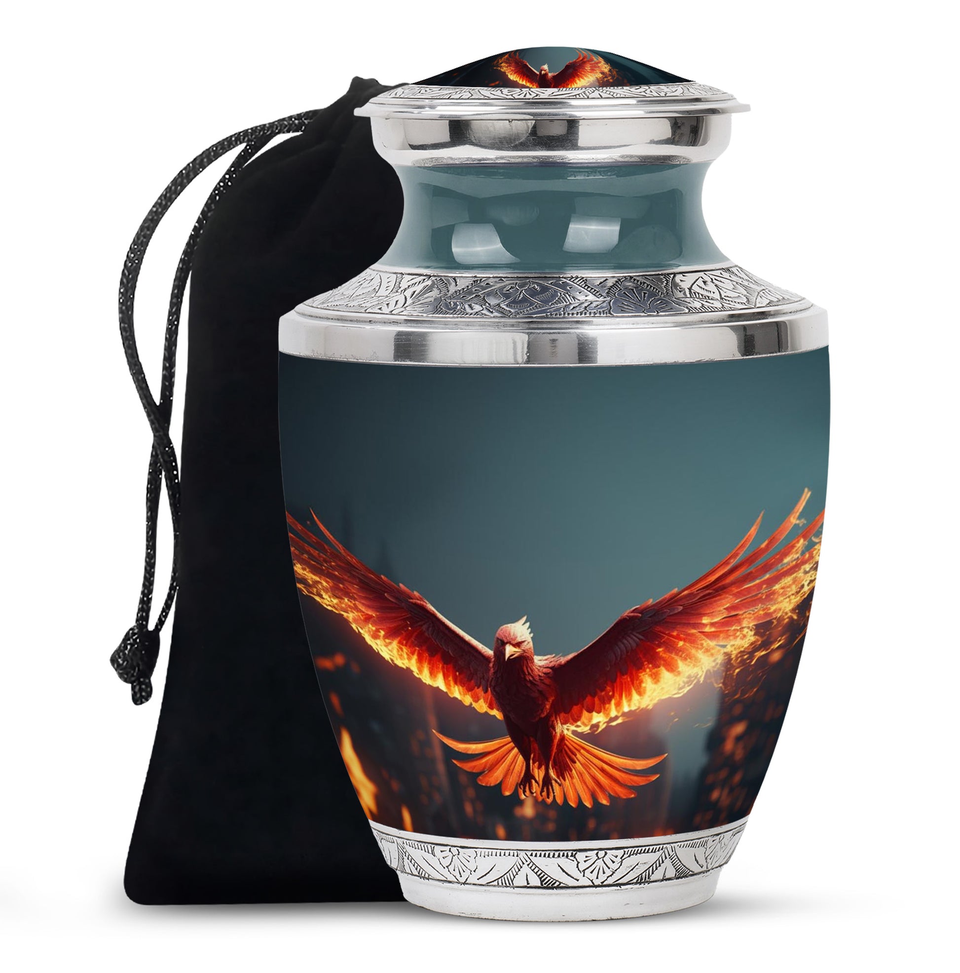 Burning Phoenix Memorial Urn - Unique Fantasy Urn For Male