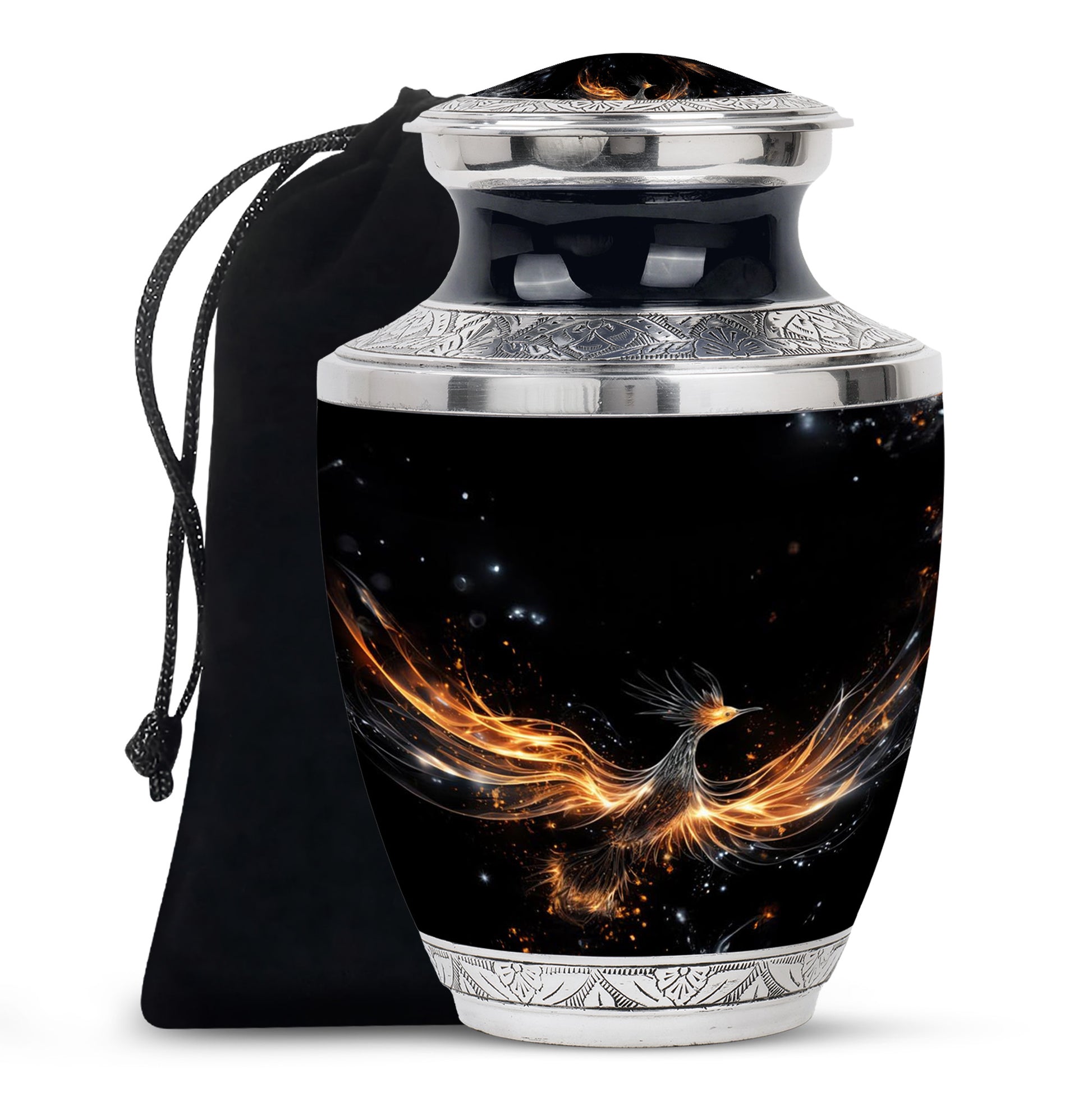 Elegant Galaxy Phoenix Urn - Unique Fantasy Cremation Urn For Ashes