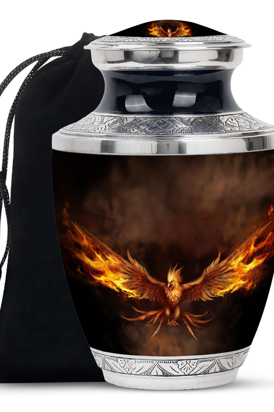 Phoenix Cremation Urn - Black Aluminium Urn For Adult Ashes