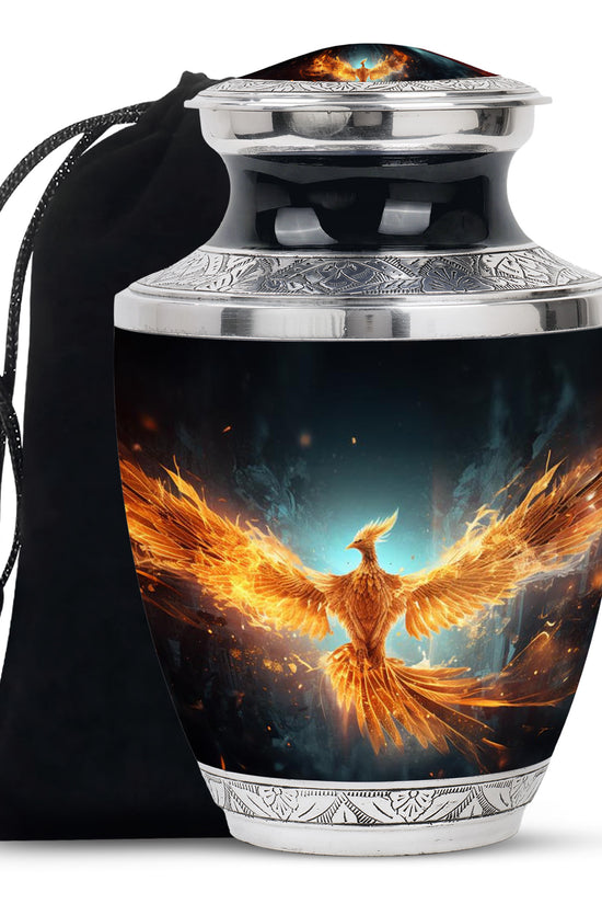 Golden Flame Funeral Urn - Decorative Ashes Urn For Men & Women