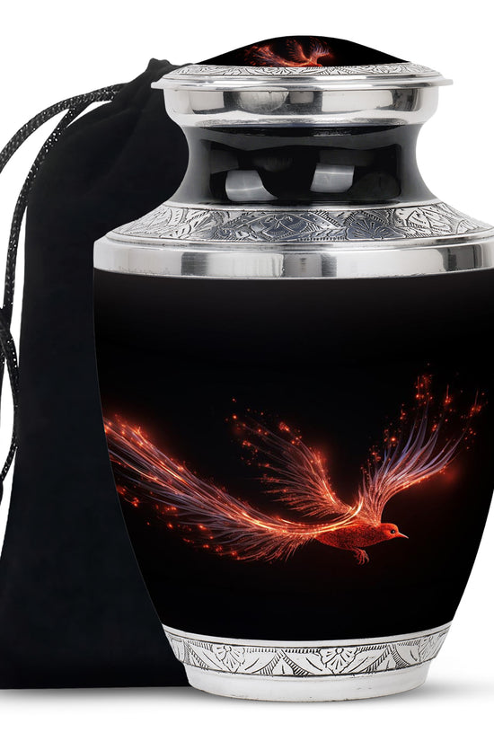 Red Phoenix Ashes Urn - Large Adult Memorial Urn For Loved One