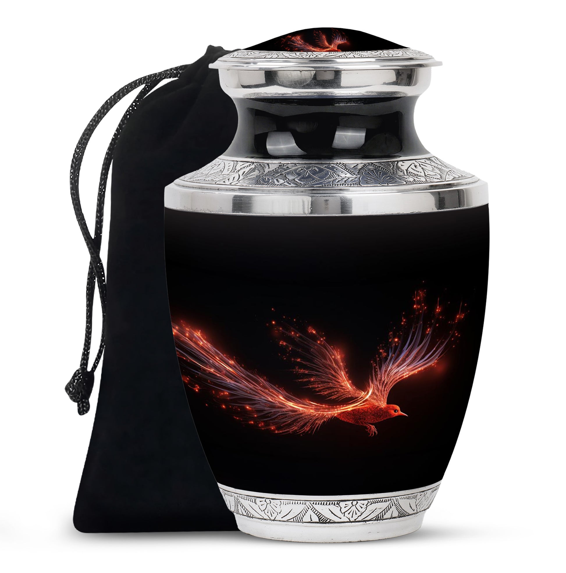 Red Phoenix Ashes Urn - Large Adult Memorial Urn For Loved One