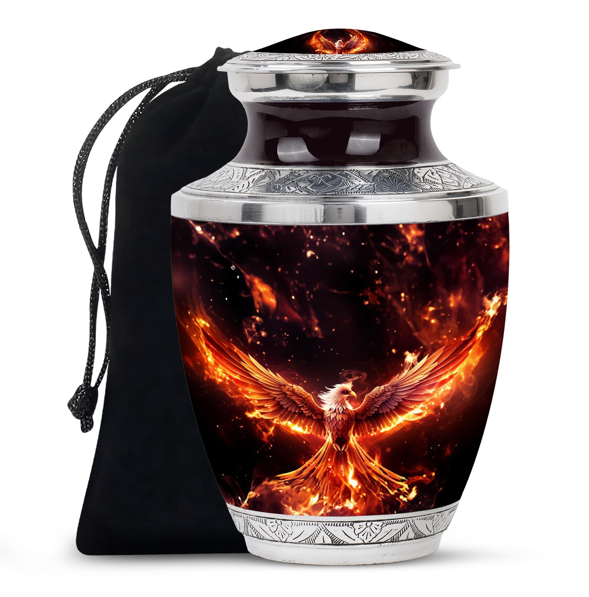 Fire Phoenix Funeral Urn - Fantasy Cremation Urn For Adult Ashes
