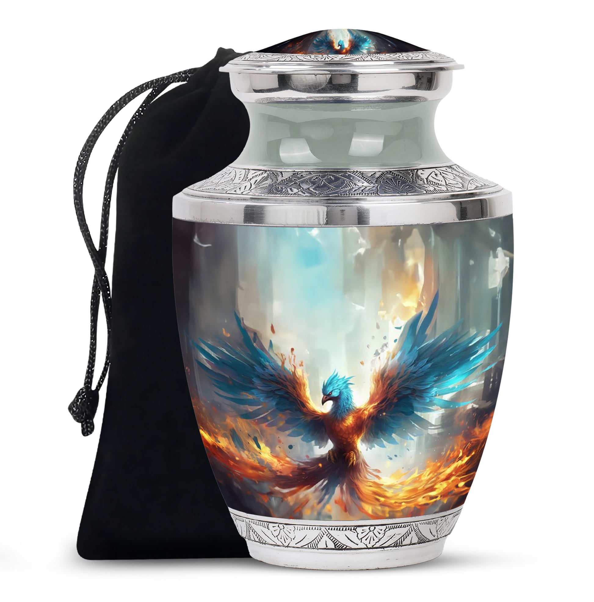 Blue Flame Phoenix Urn - Spiritual Tribute Urn for Men & Women