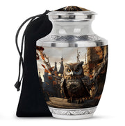 Owl Theme Memorial Urn - Vintage Cremation Ashes Urn For Human Ashes