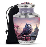 Purple Owl Cremation Urn - Elegant Memorial Urn For Human Ashes