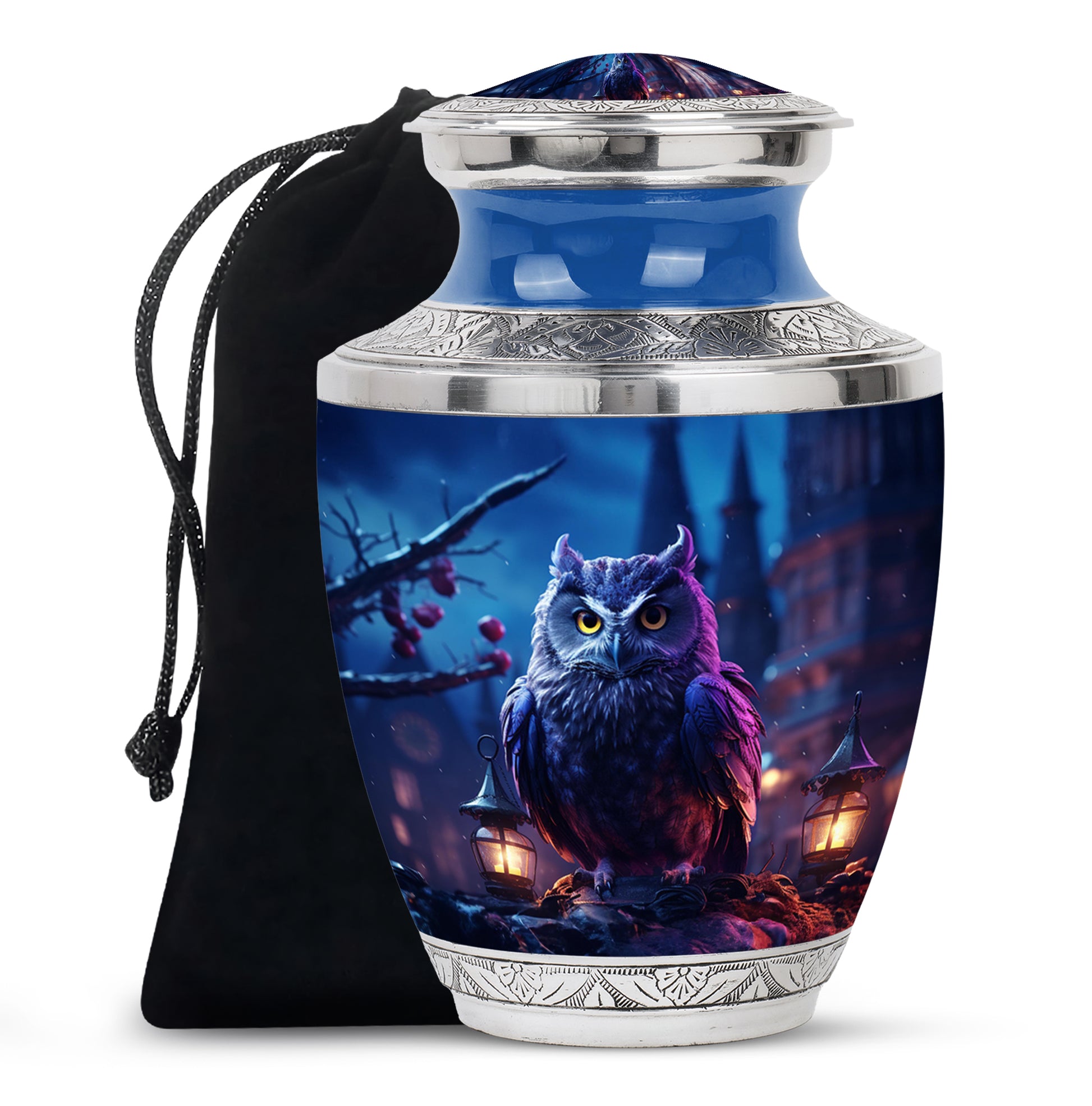 Night Owl Funeral Urn - Artistic Cremation Urn For Adult Ashes
