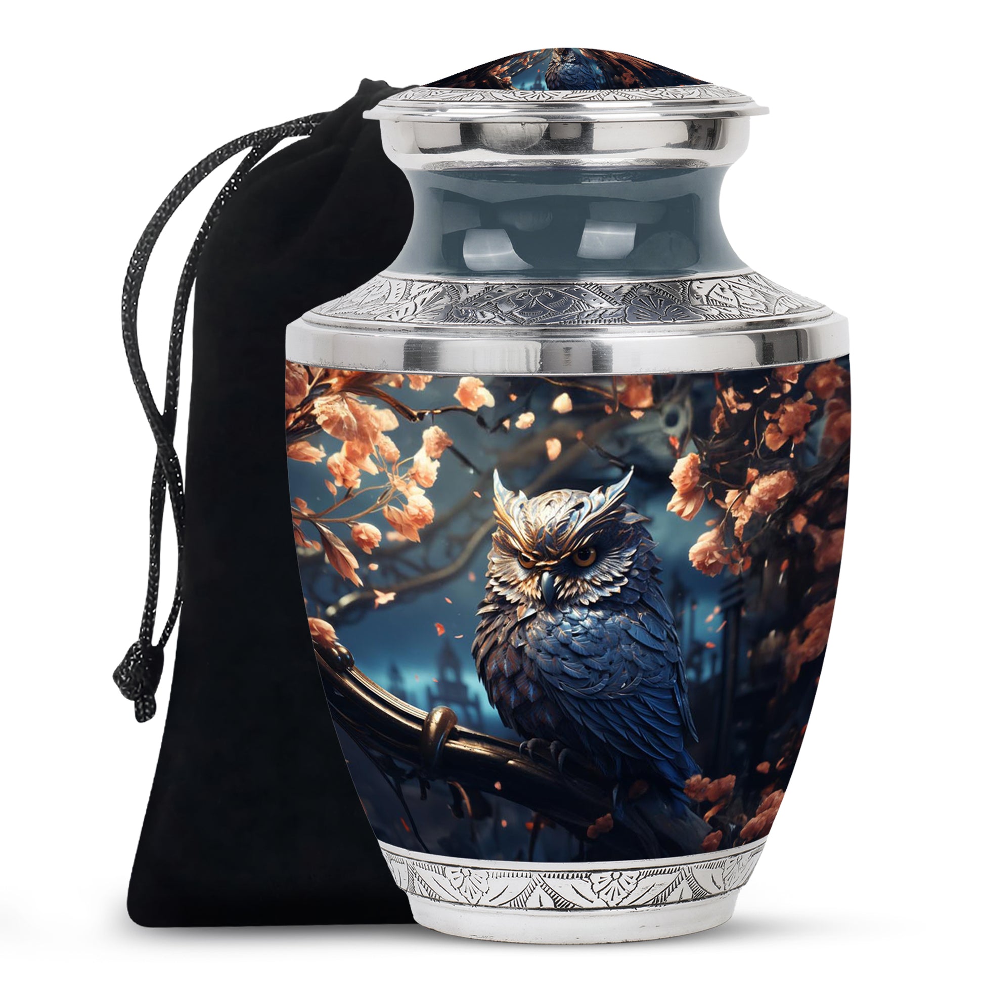 Black Owl Cremation Urn – Elegant Memorial Urn For Human Ashes
