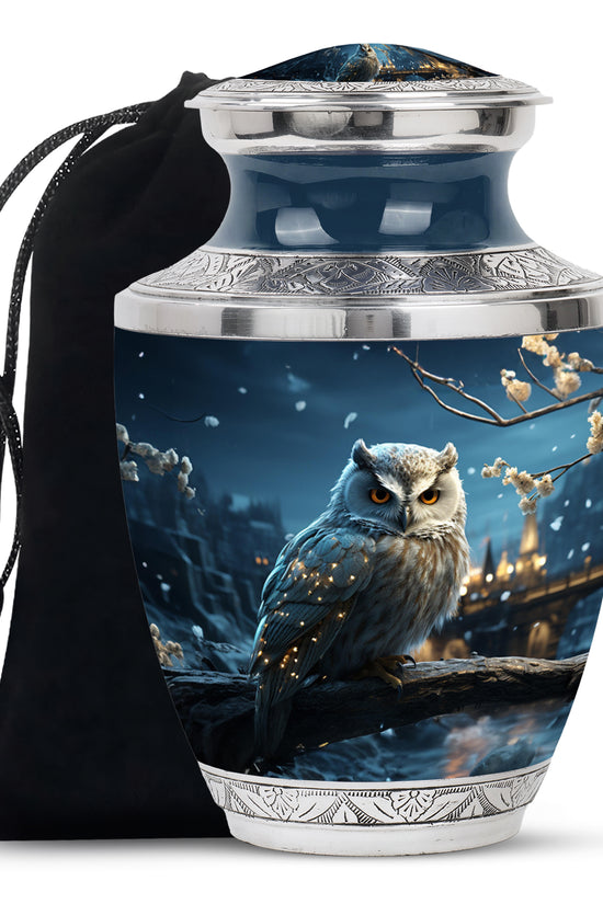 Snow Owl Cremation Urn - Elegant Funeral Urn For Human Ashes