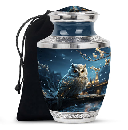 Snow Owl Cremation Urn - Elegant Funeral Urn For Human Ashes