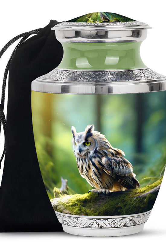 Owl Memorial Urn - Forest Cremation Urn For Human Ashes