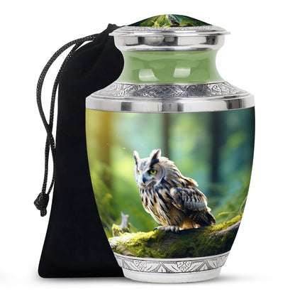 Owl Memorial Urn - Forest Cremation Urn For Human Ashes