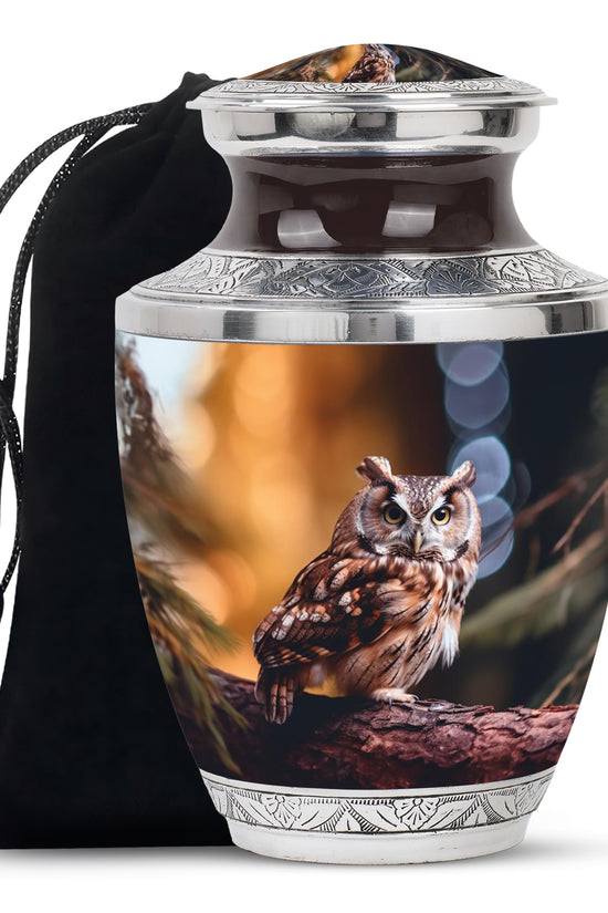 Blue Flower Theme Aluminium Funeral Urn - Human Ashes Adult Memorial Urn