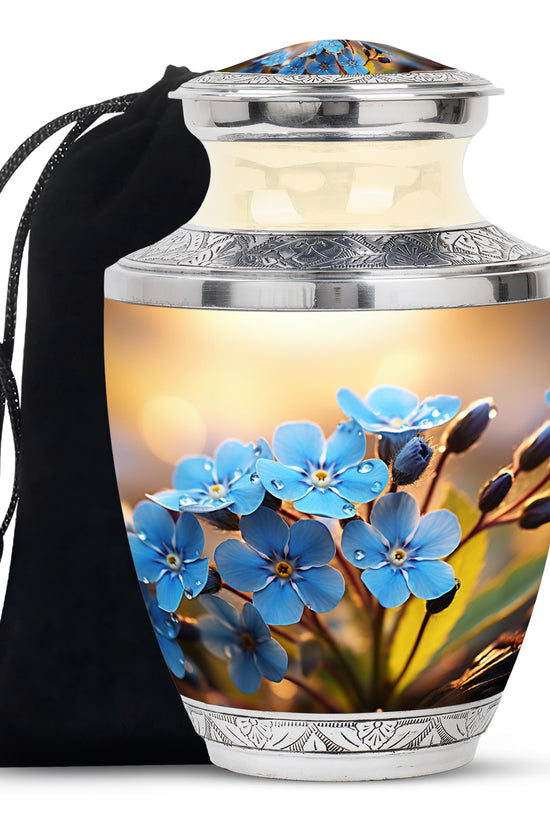 Scorpion Grass Memorial Urn - Elegant Floral Funeral Urn For Adult Ashes
