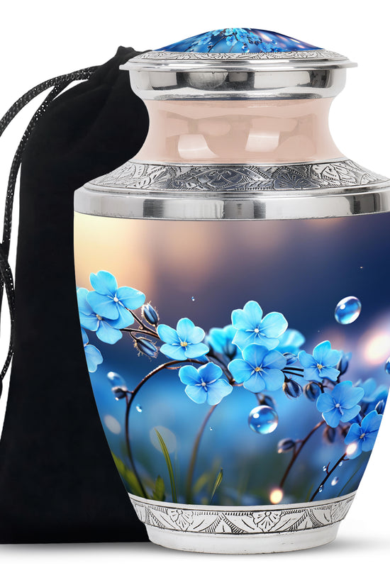 Scorpion Grass Large Memorial Urn - Floral Cremation Memorial Urn
