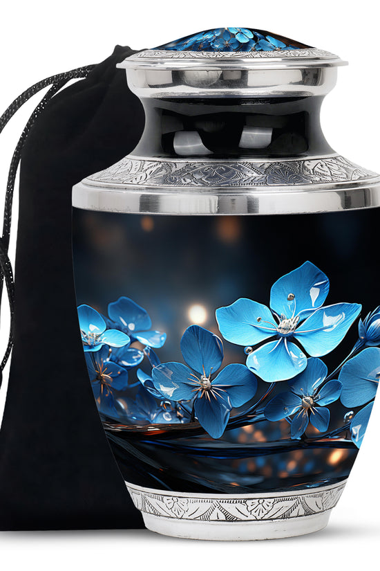 Scorpion Grass Floral Funeral Urn - Decorative Memorial Urn For Ashes
