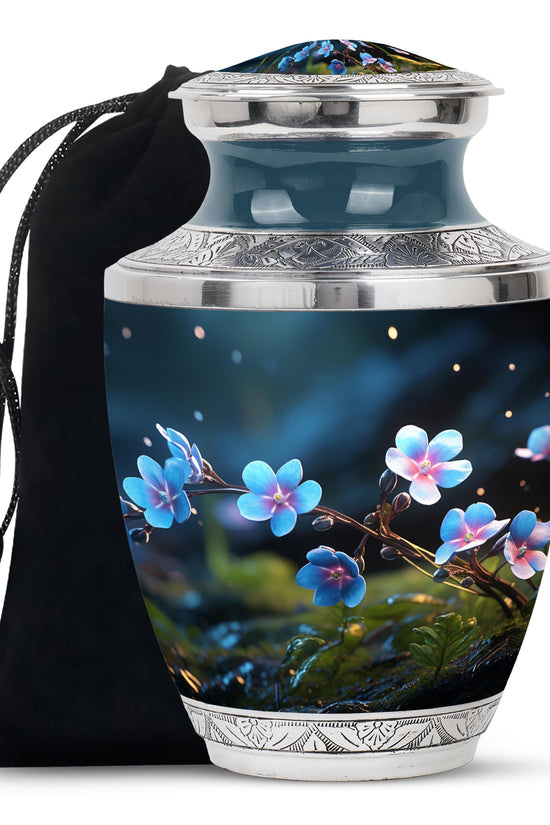 Scorpion Grass Aluminium Urn For Human Ashes - Large Floral Urn