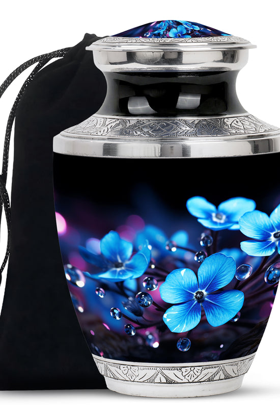 Bule Flower Memorial Urn - Premium Funeral Urn For Human Ashes