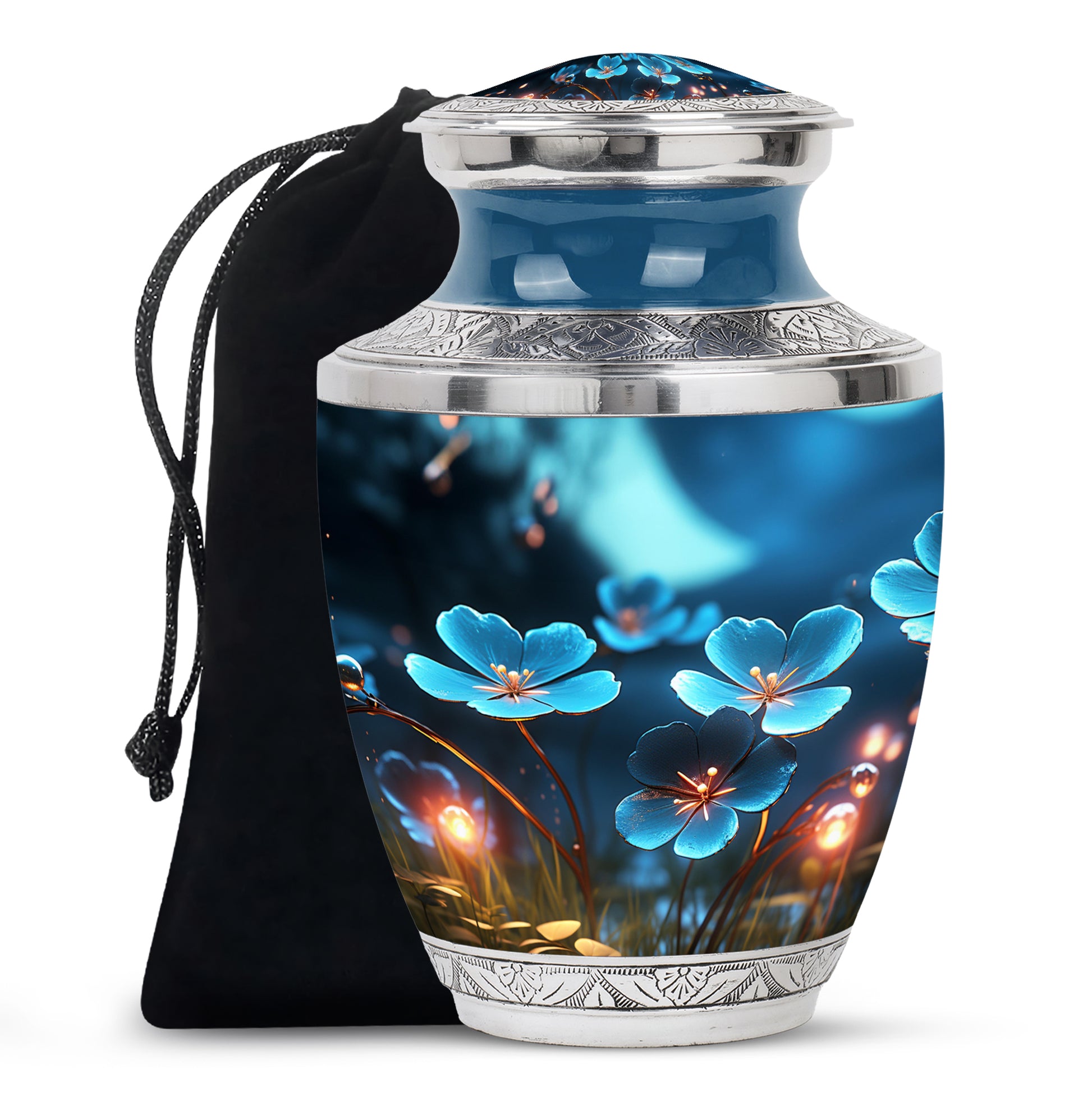 Scorpion Grass Floral Cremation Urn - Elegant Memorial Urn For Women