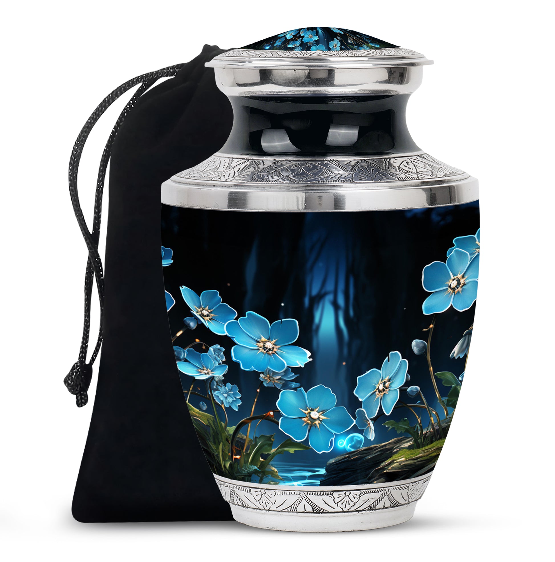 Blue Scorpion Grass Memorial Urn - Artistic Funeral Urn For Adult Ashes