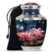 Soft Pink Lily Funeral Urn For Ashes - Decorative Adult Cremation Urn