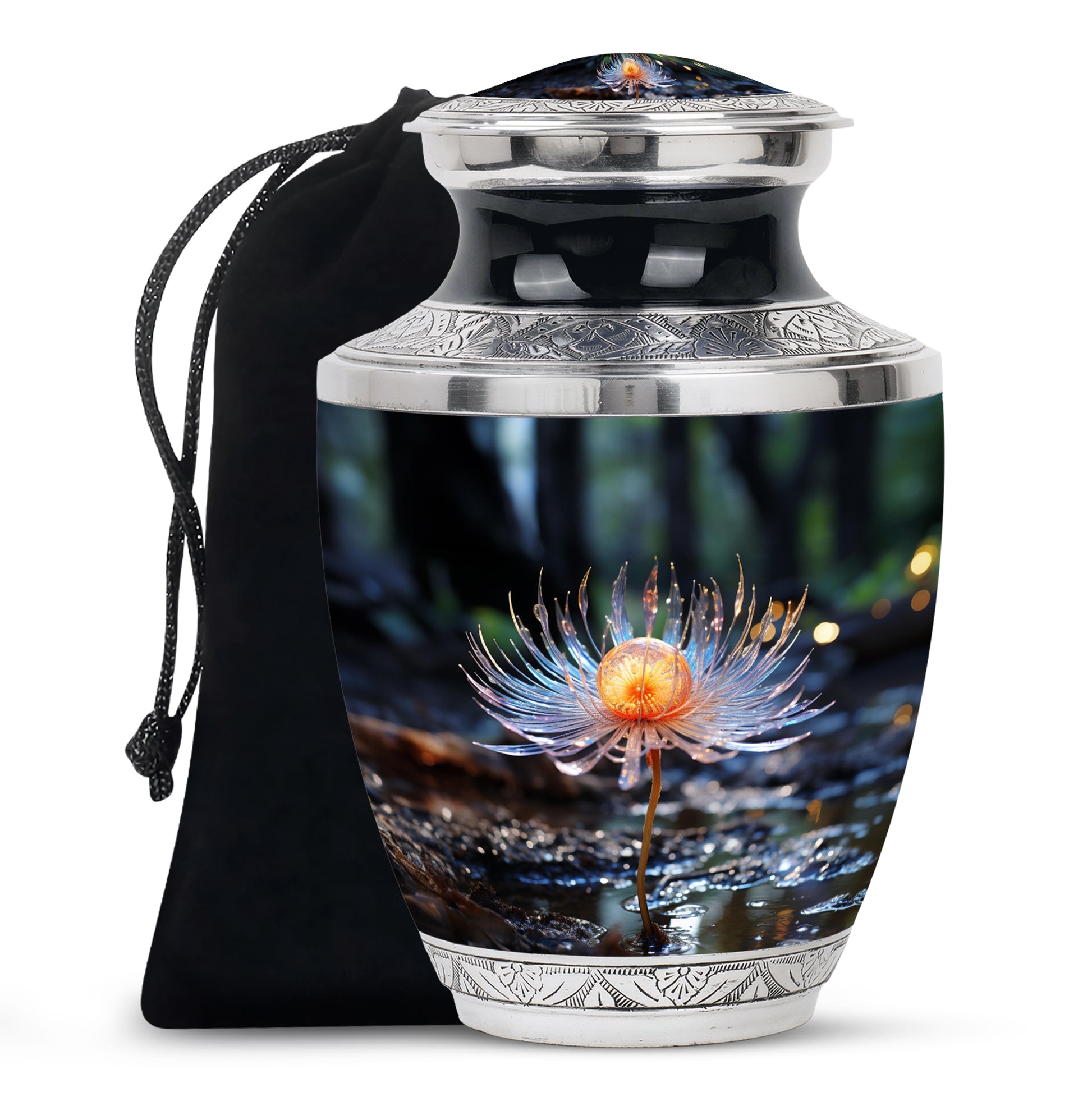 Flower Floral Memorial Urn - Large Funeral Urn For Adult Ashes