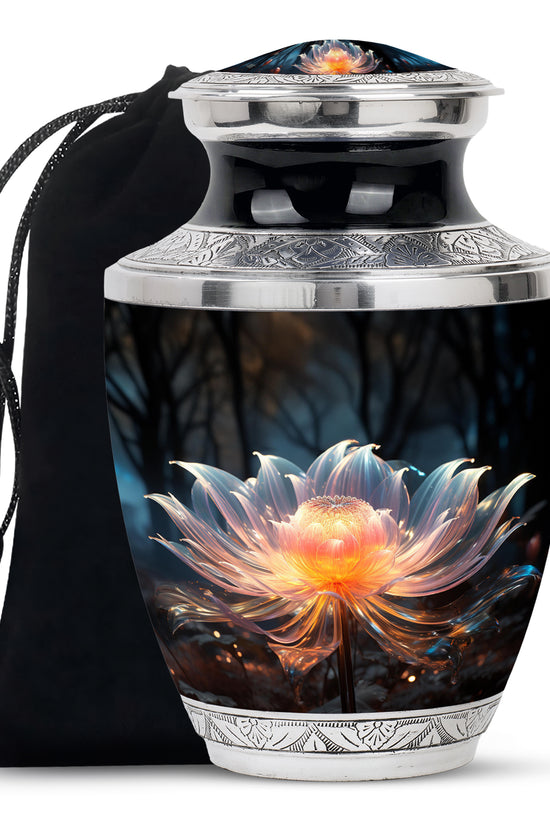 Lily Forest Theme Cremation Urn - Aluminium Funeral Urn For Loved Ones