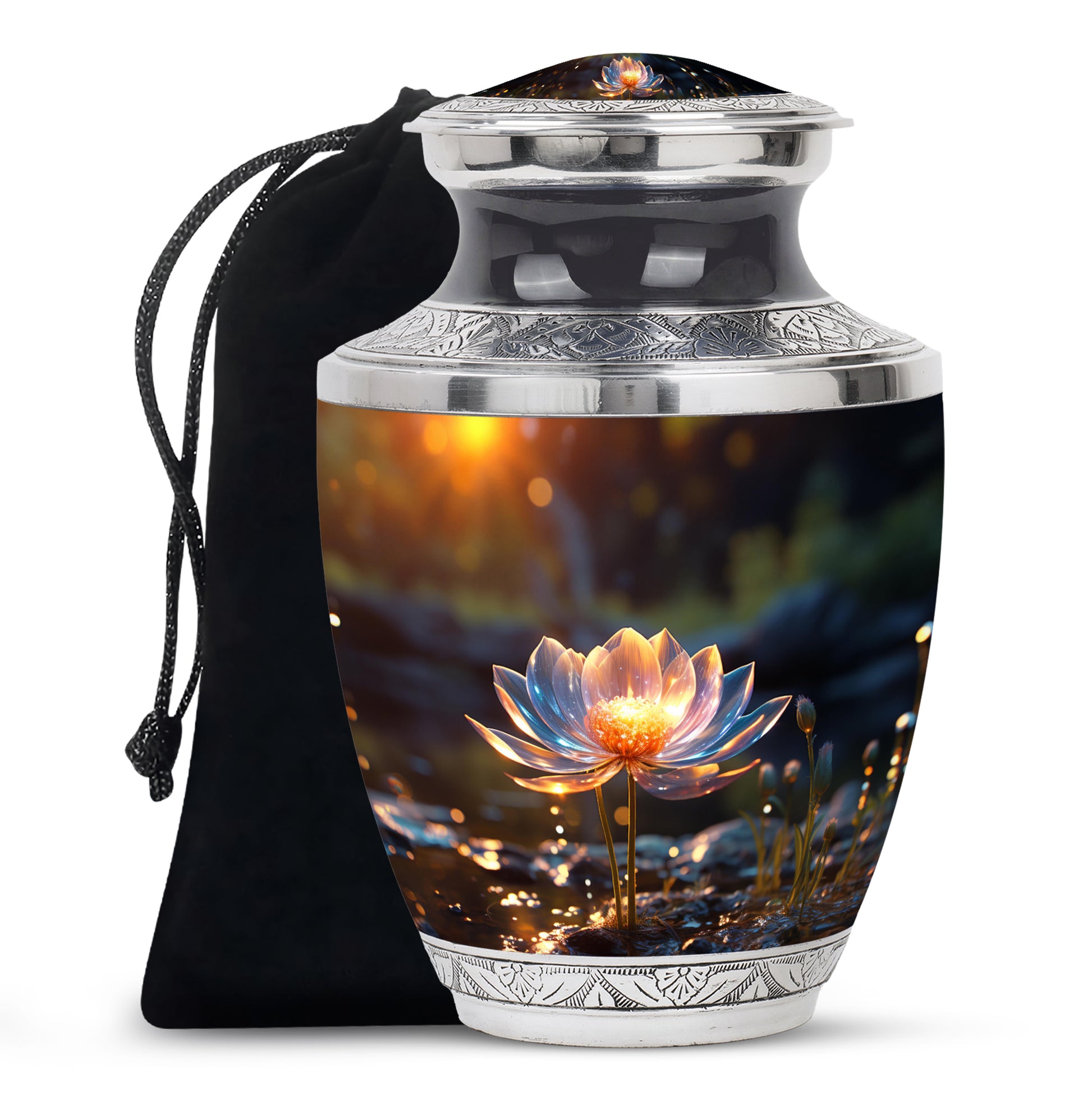 Glowing Lotus Memorial Urn - Large Cremation Urn For Ashes