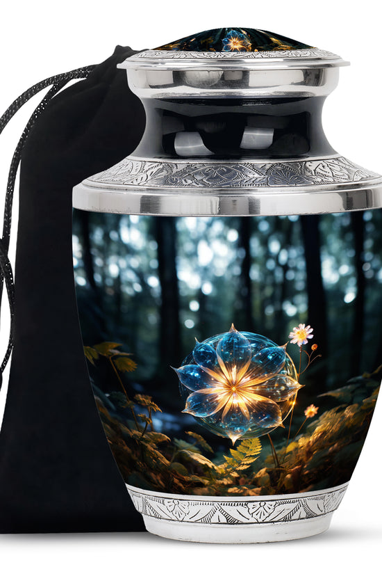Mystic Forest Flower Cremation Urn - Fantasy Memorial Urn For Human Ashes