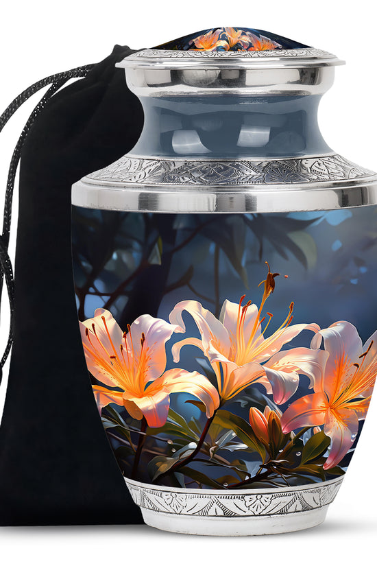 Serene Lily Flower Memorial Urn - Beautiful Cremation Urn For Ashes