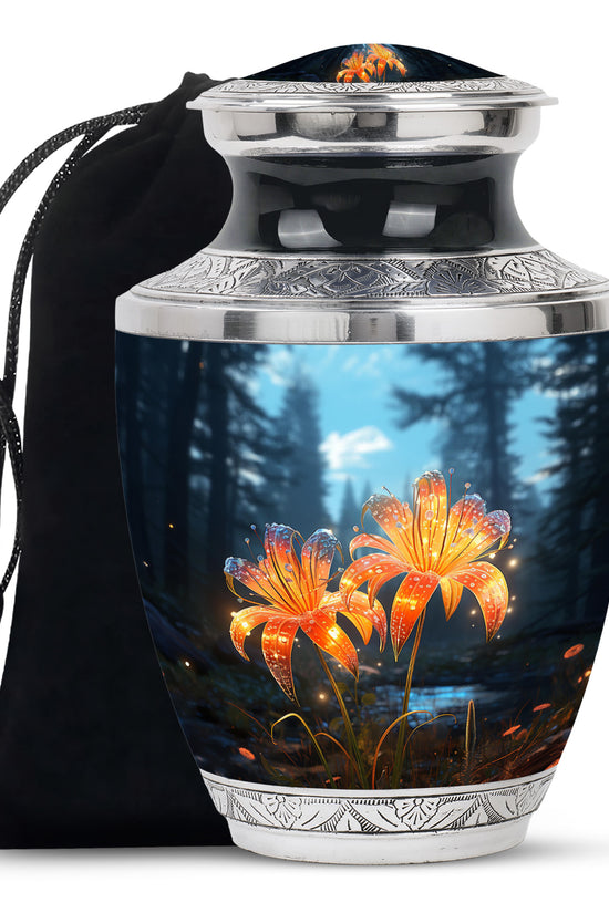 Nature Lily Memorial Urn - Burial Cremation Urn For Adult Ashes