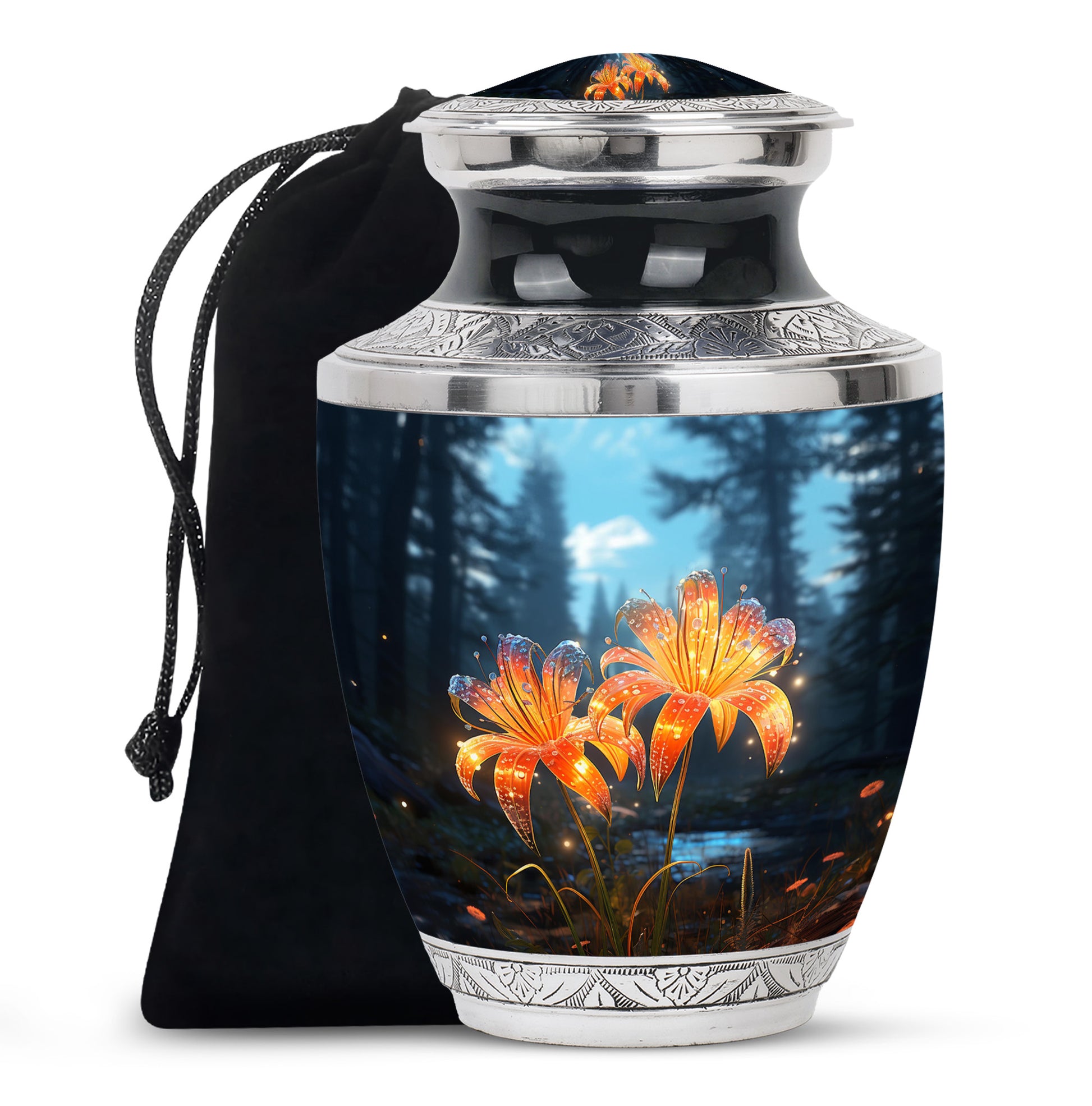 Nature Lily Memorial Urn - Burial Cremation Urn For Adult Ashes
