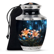 Orange Lily Cremation Urn - Floral Theme Funeral Urn For Loved Ones
