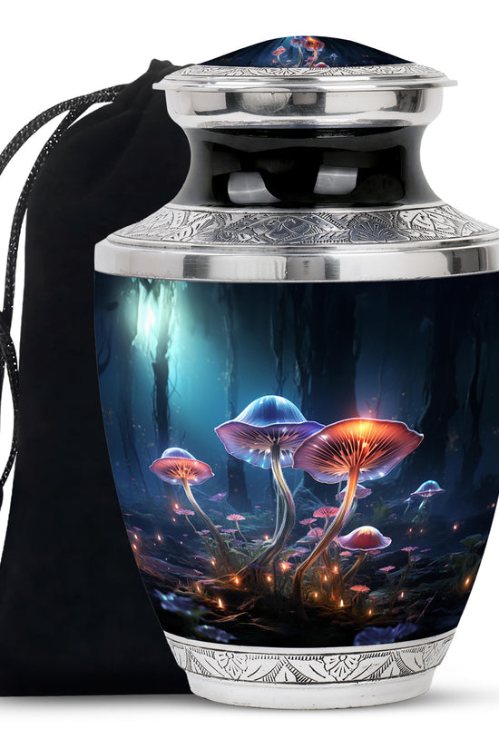 Glowing Mushroom Funeral Urn For Ashes - Aluminium Cremation Urn For Ashes