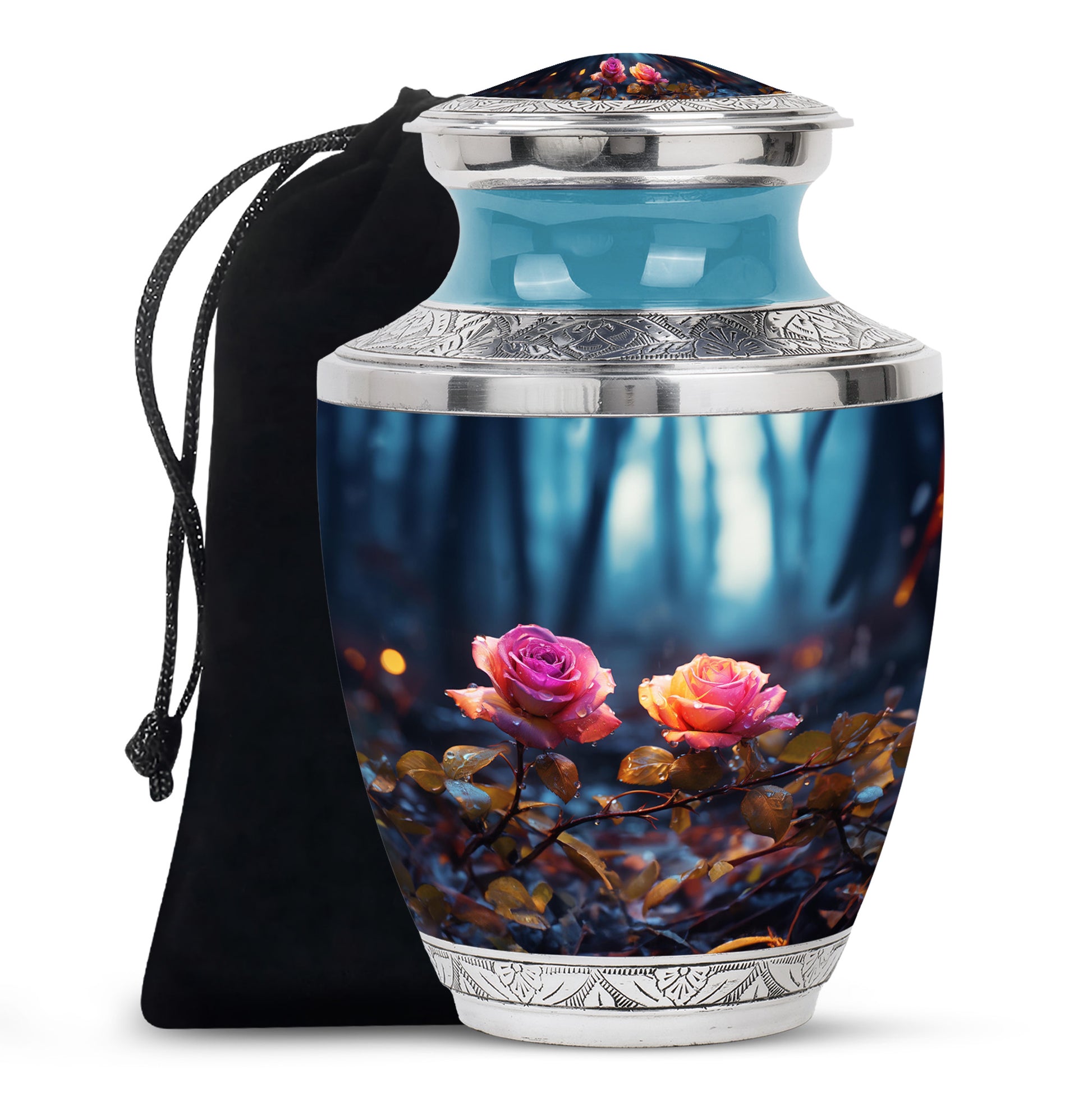 Beautiful Pink Rose Funeral Urn - Large Memorial Urn For Female