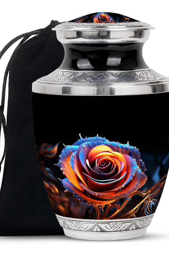 Beautiful Rose Theme Memorial Urn - Aluminum Cremation Urn For Loved Ones
