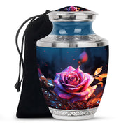 Rose Theme Memorial Urn - Aluminium Cremation Urn For Ashes
