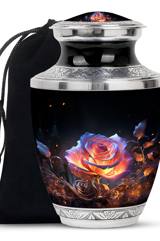 Glowing Rose Cremation Urn - Fantasy Memorial Urn For Ashes