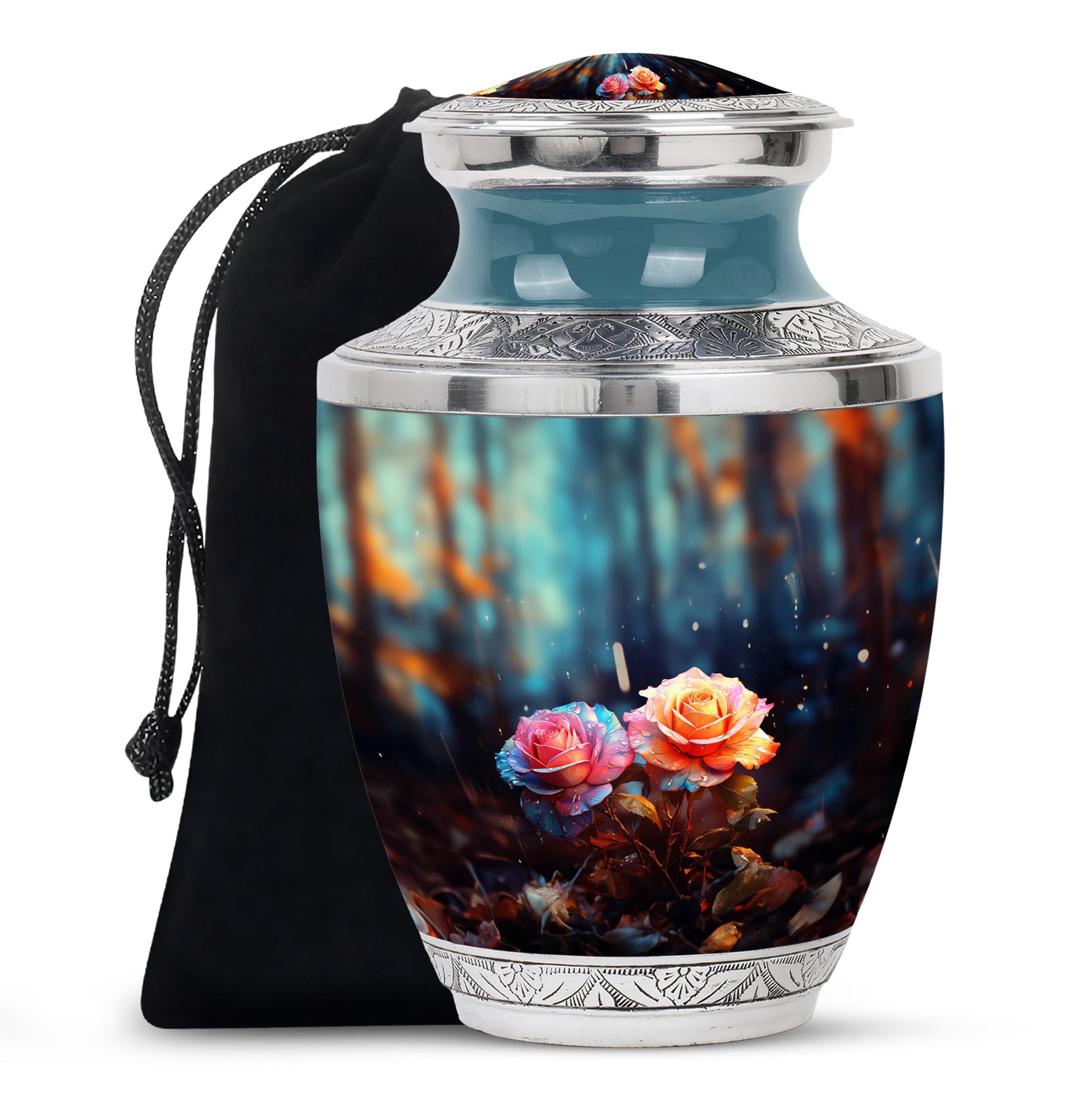 Pink Rose Memorial Urn - Large Memorial Urn For Male & Female