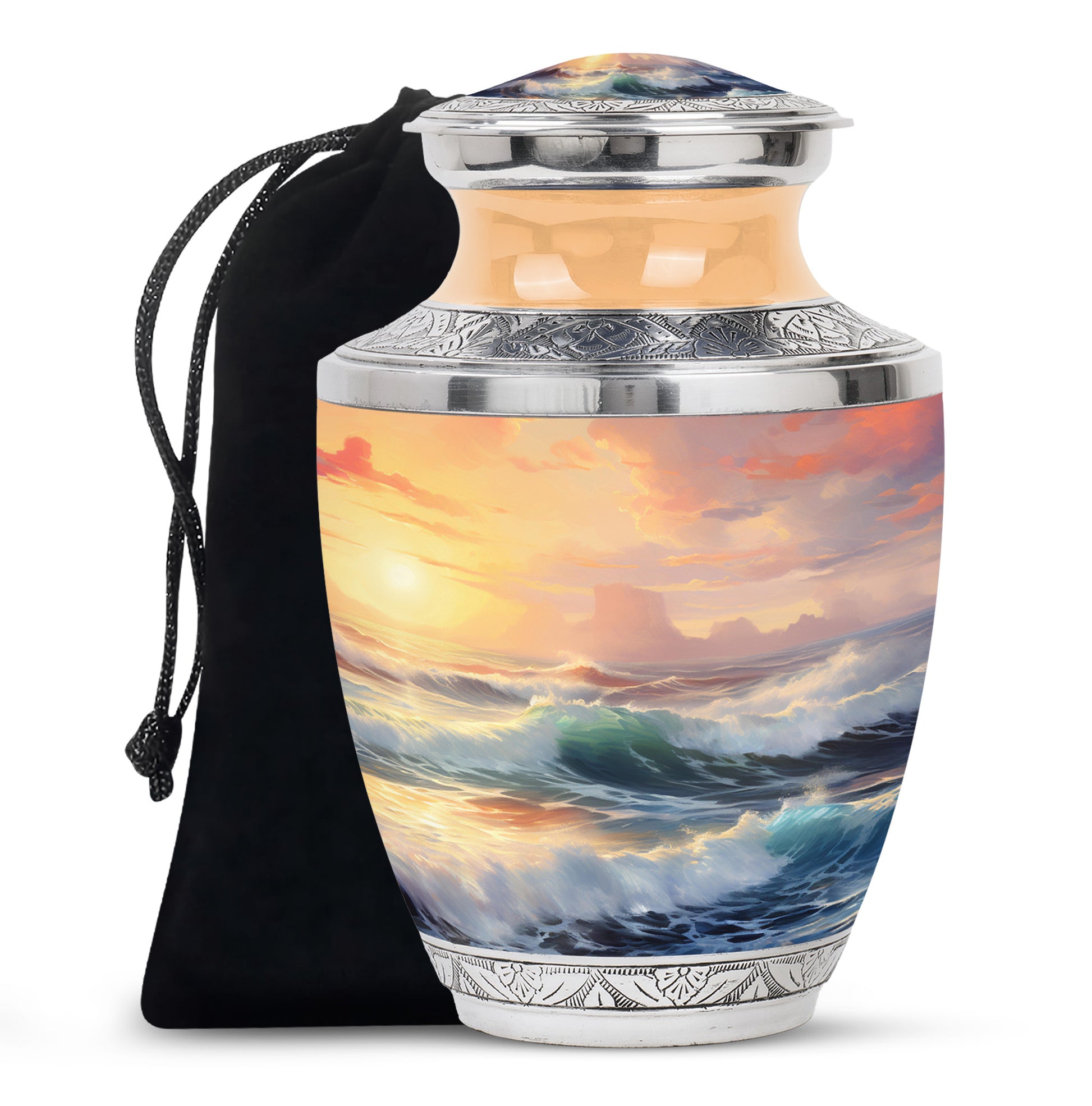 Beautiful Beach Theme Funeral Urn - Sunset Memorial Urn For Adult Ashes