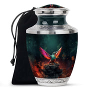 Green Hummingbird Funeral Urn - Decorative Memorial Urn For Adults Ashes