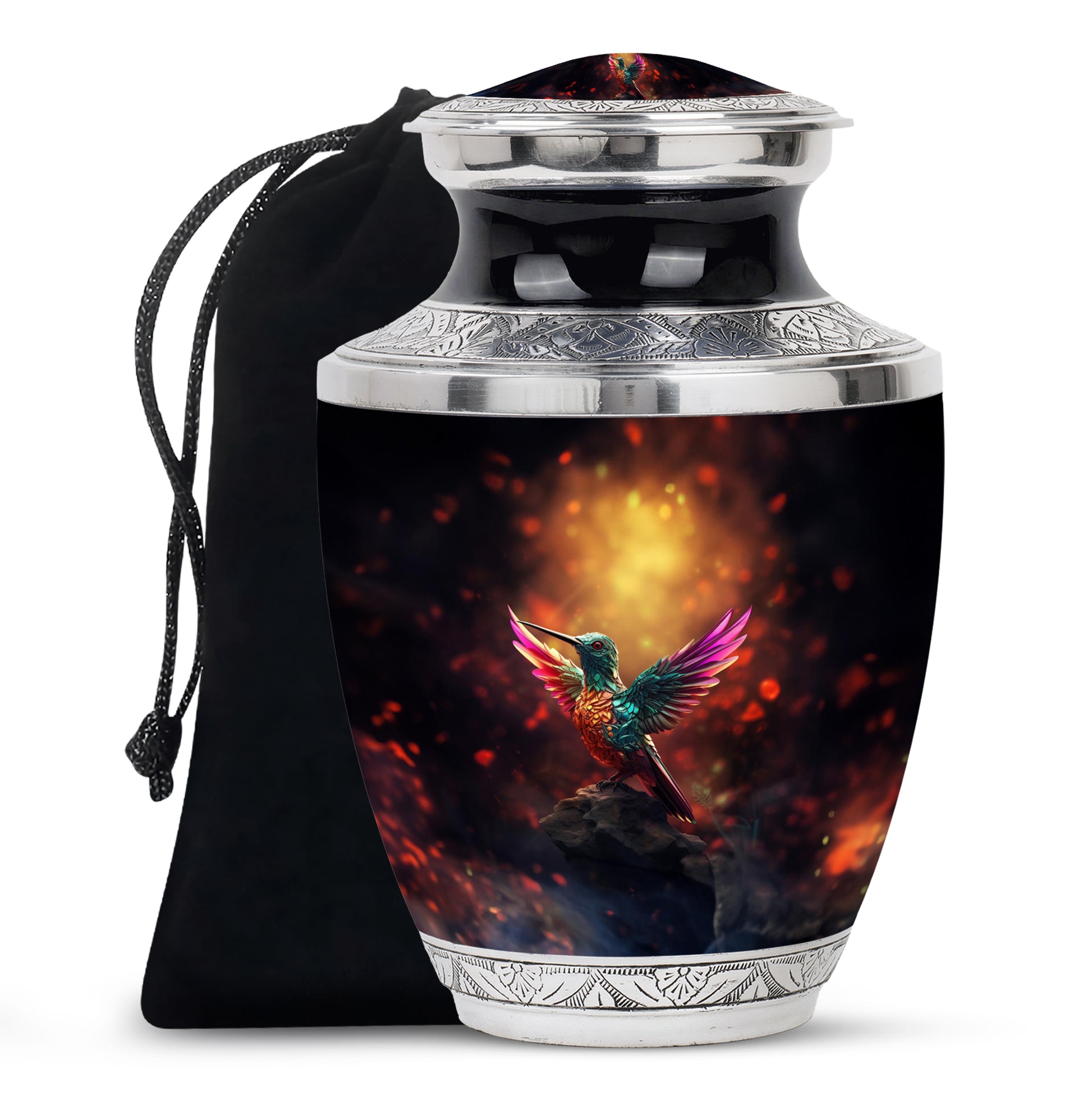 Colourful Hummingbird Memorial Urn - Premium Funeral Urn For Loved Ones