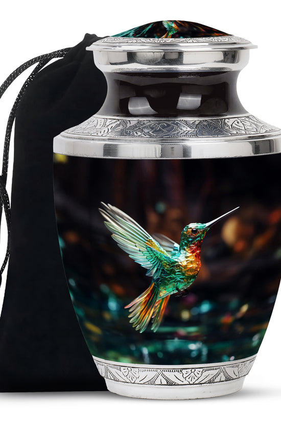 Crystal Hummingbird Theme Cremation Urn - Luxury Funeral Urn For Loved Ones